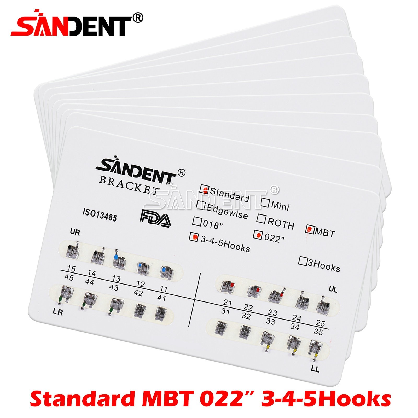 10-100 packs Dental Metal Brackets bracket braces Standard MBT 022 Hooks 345 #1