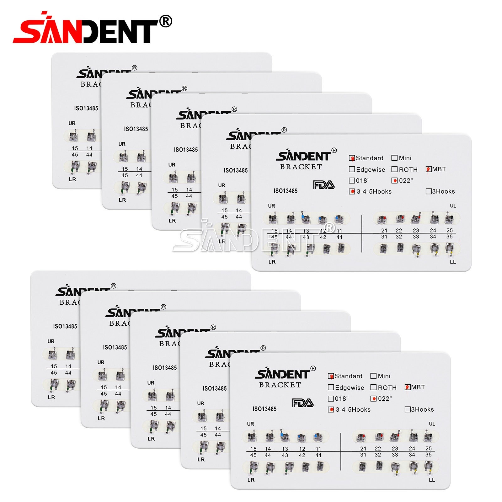 Dental Metal Brackets bracket braces Standard MBT 022 Hooks 345 #1 USA