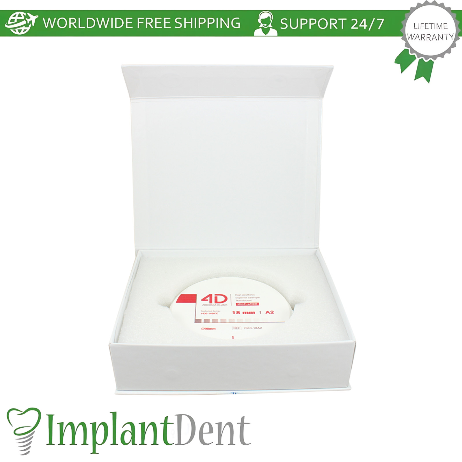 4D Zirconia Blank Dental Milling Restorative Material Ø98mm Dentistry Lab
