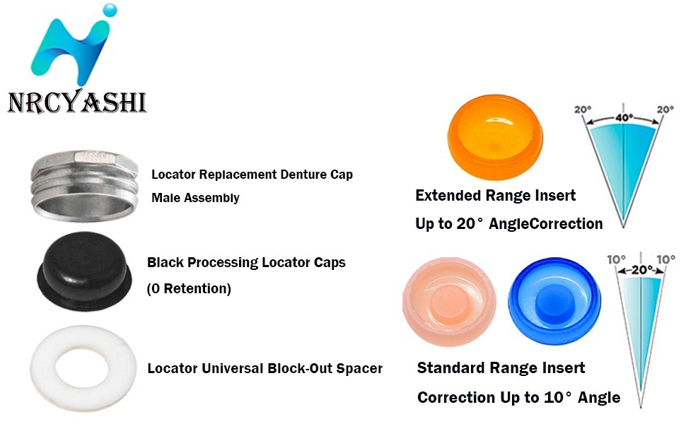 US Dental Locator Retention Caps Core Tool PEEK Male Insert Overdenture Abutment