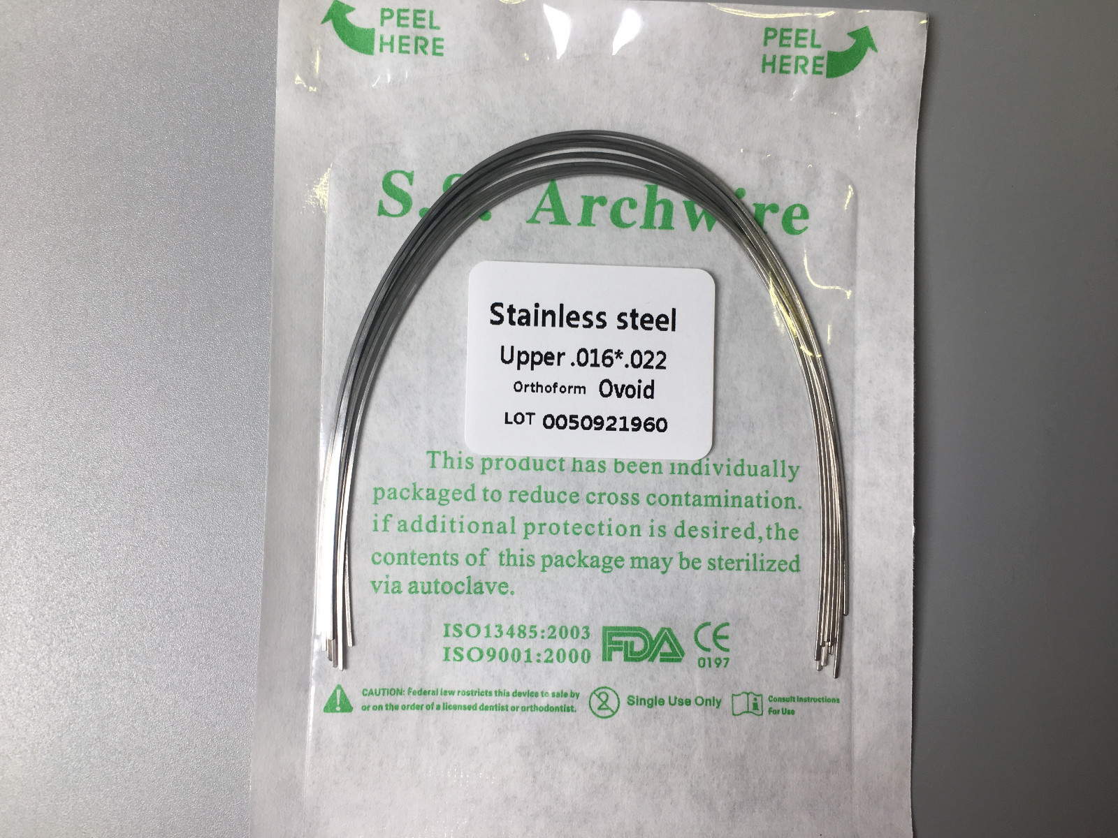 16*22U/L Orthodontic Stainless Steel Arch Wire Rectangular Dental * 5 Packs