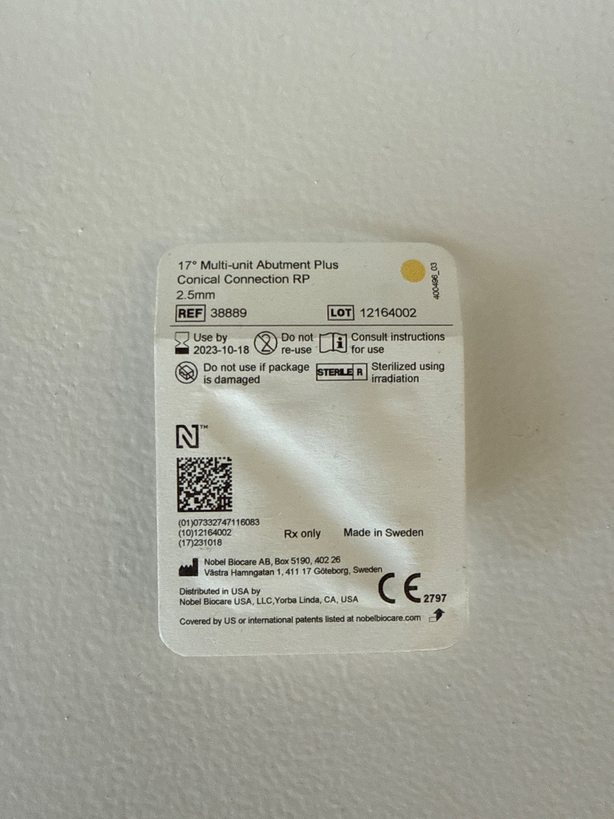 Nobel 17° Multi-unit Abutment Plus Conical Connection RP 2.5mm
