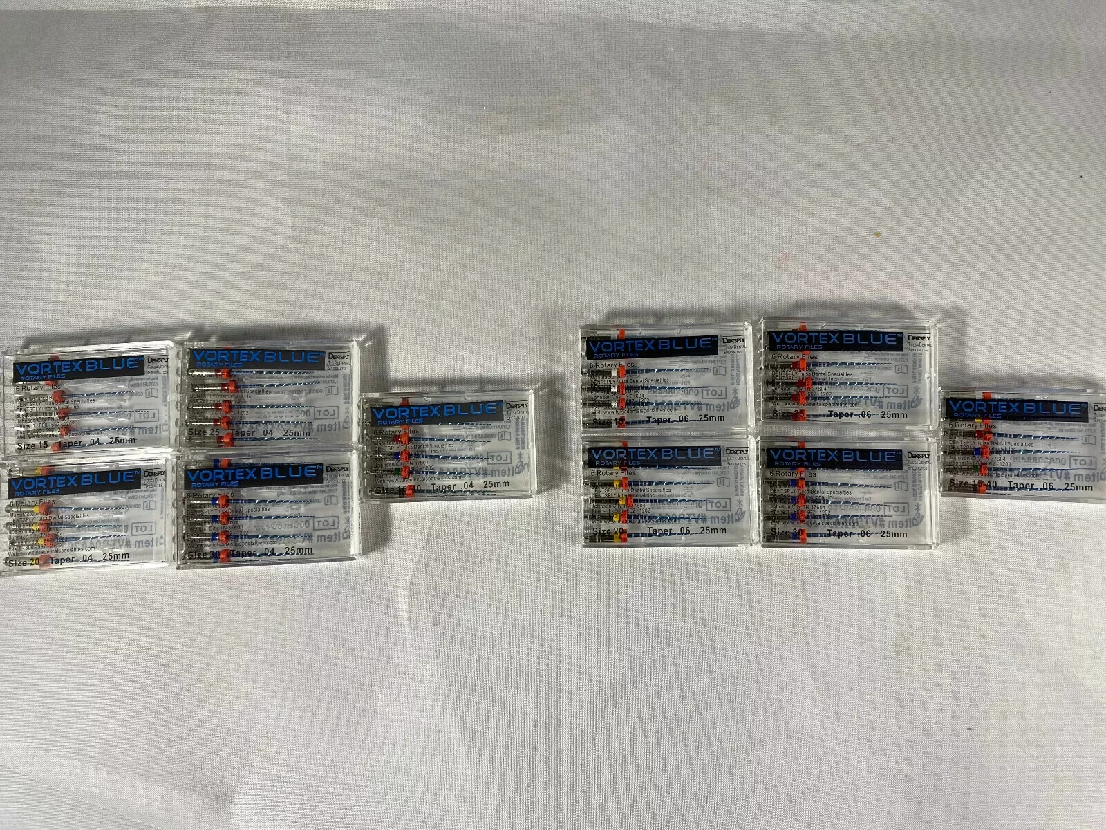 Dentsply Tulsa Dental Vortex Blue 25mm all Taper rotary files 6/pk (all sizes)