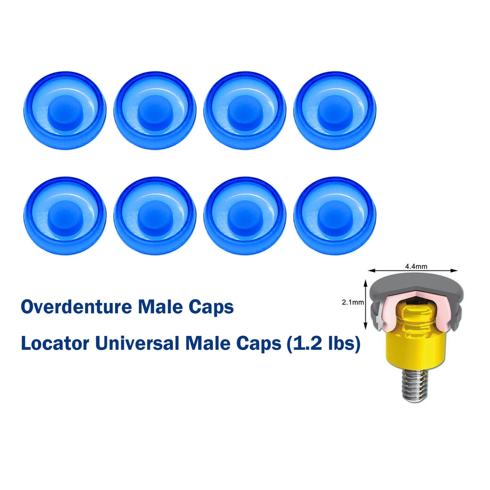 8Pc Zest Locator Standard Male Cap Inserts Dental Locator Attachment Replacement