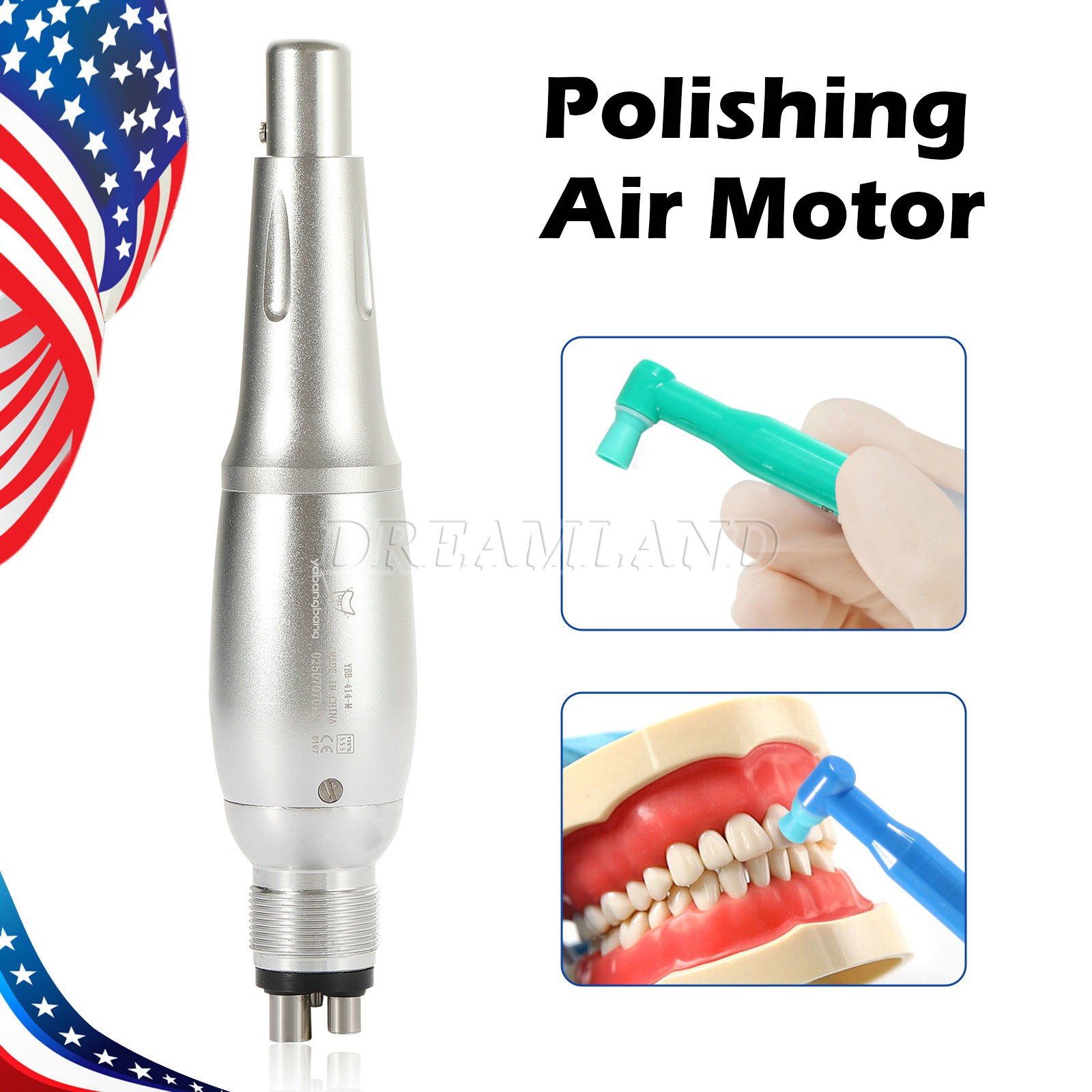 Dental Hygiene Prophy Handpiece Air Motor 4Holes 4:1 Nose Cone 360°Swivel PRU