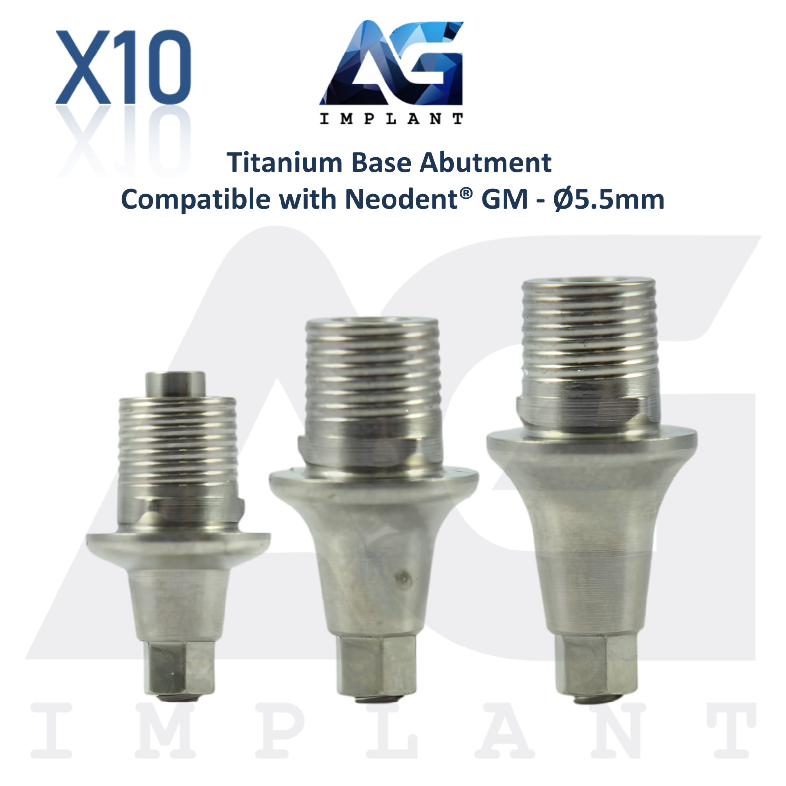 10 Titanium Base Prosthetic Neodent® GM Fixture Compatible Ø5.5mm CAD/CAM