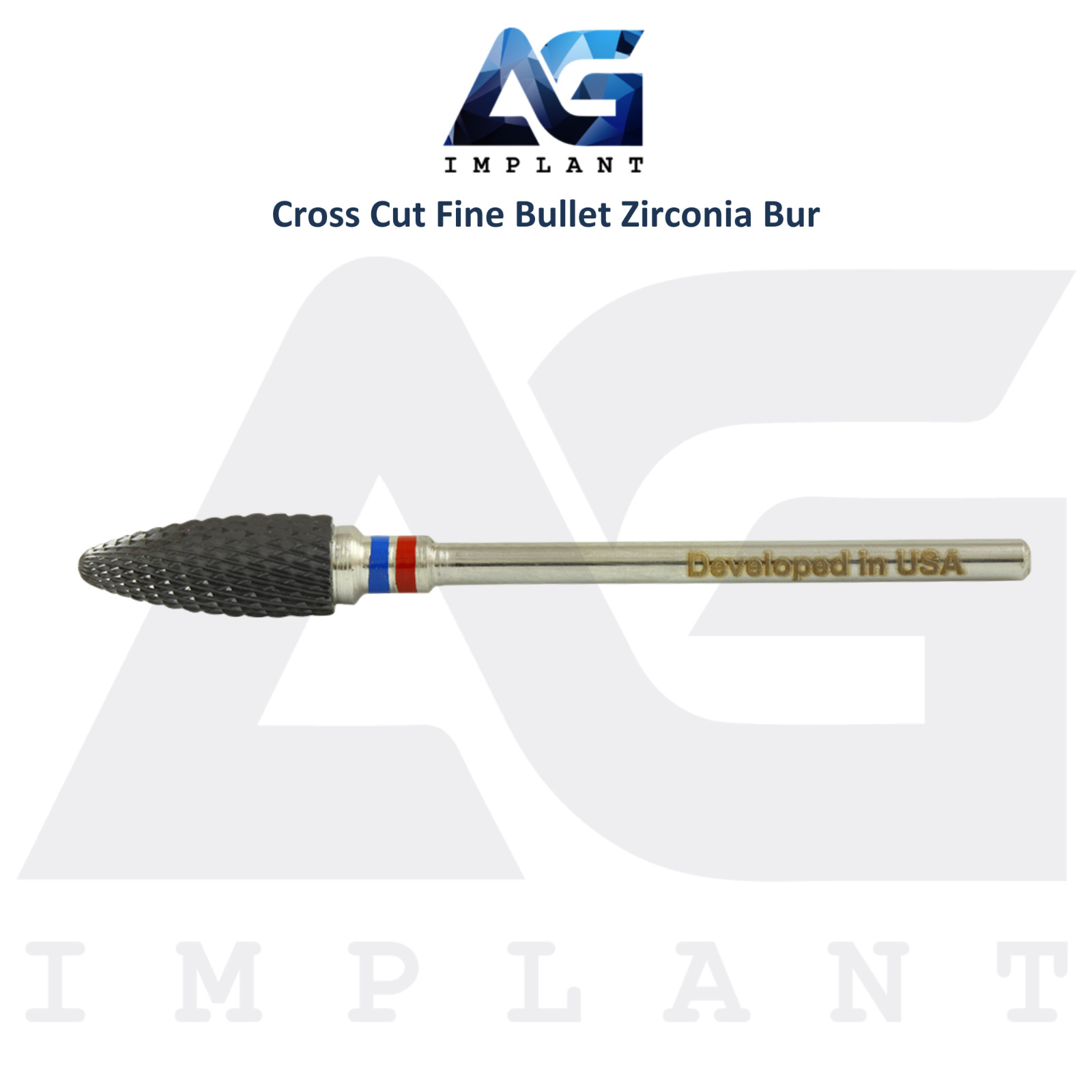 Dental Cross Cut Fine Bullet Zirconia Bur Ø6.0mm x 14mm Trimming Tool Lab