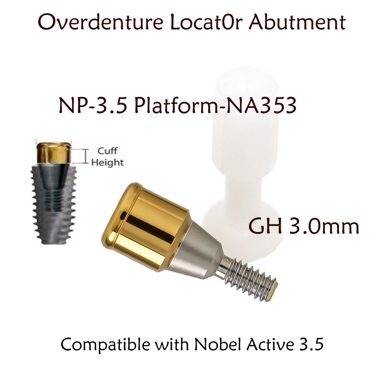 Zest Locator Anchor Abutment for NOBEL NobelActive Conical Connection NP 1-5mmGH