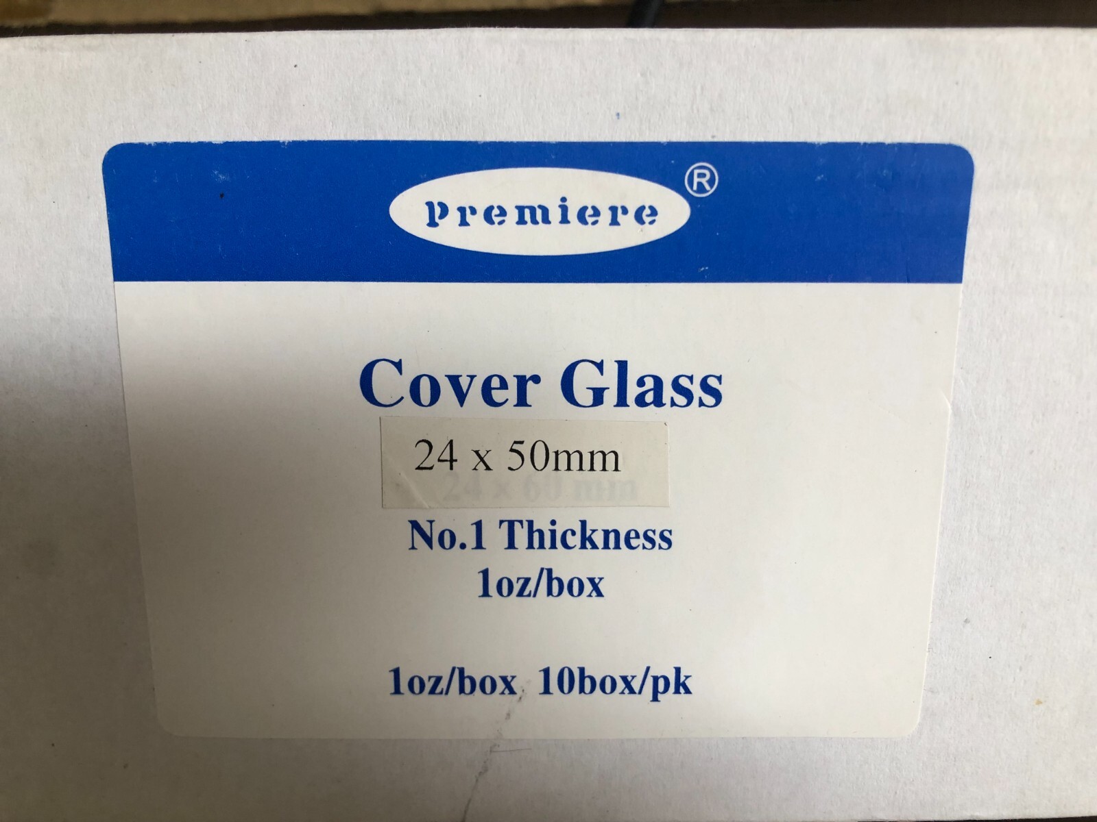 Cover Glasses, No. 1 Thickness, 24x50mm, 1 OZ/Box, 10 Box/Pk