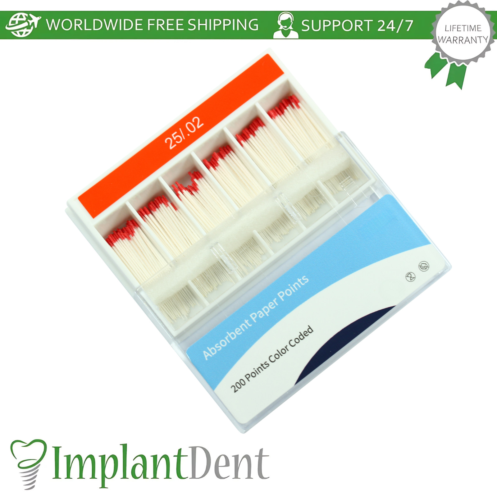 5x Dental Absorbent Paper Points 2% – 200pcs/Pack Fast Drying R0ot Canal Prep