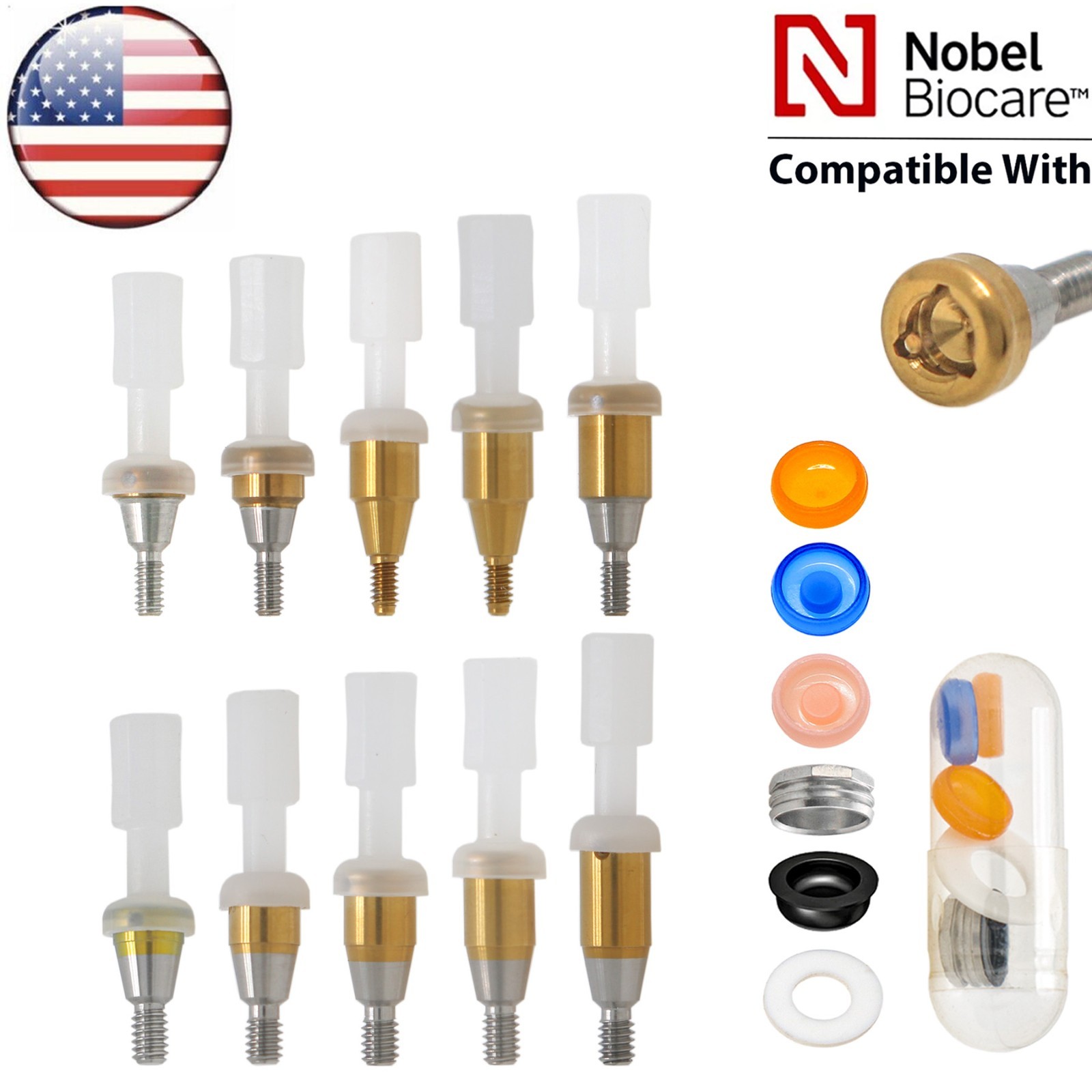 US Overdenture Locator Ti Abutment Fit Zest Retention Caps Hiossen Nobel Zimmer