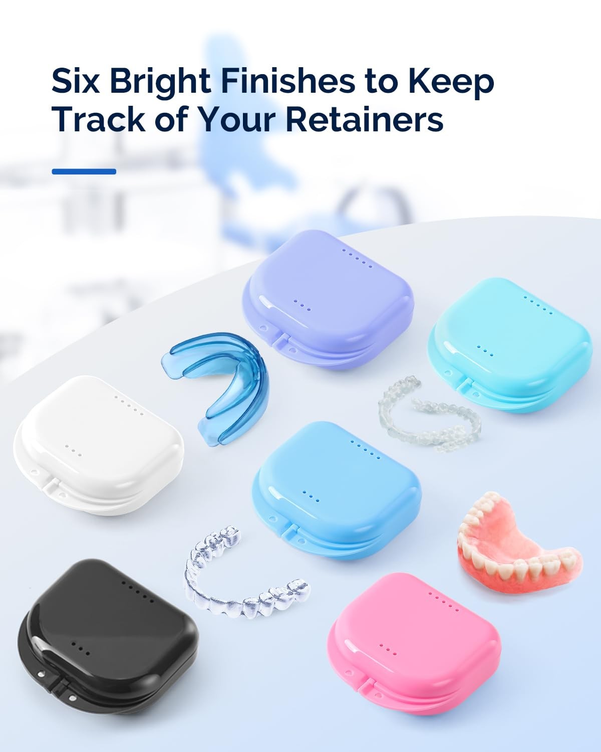 JMU Retainer Case with Vent Holes, Orthodontic Storage Case, White/Black