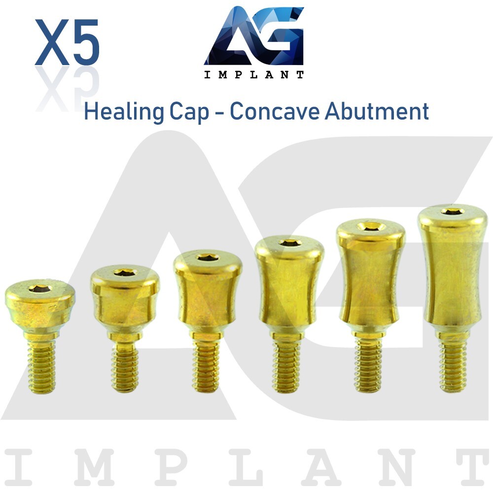 5 Standard Healing Cap Concave Abutment Titanium Dental Hexagon 2.42mm Lab