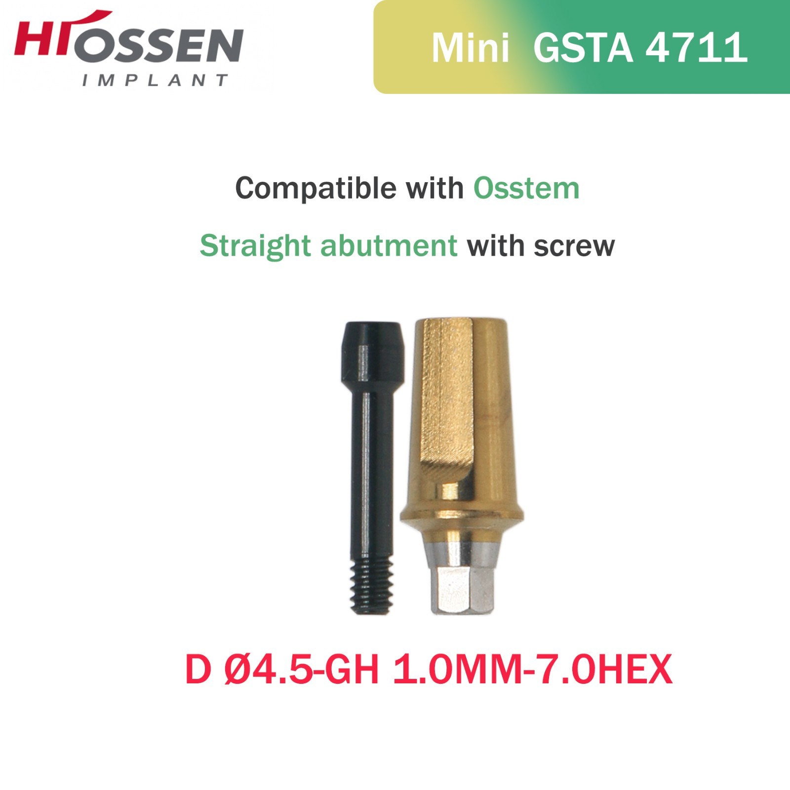 Hiossen ET III MINI Regular Hex Straight Transfer Abutment Implant 4.5/5.0/6.0mm
