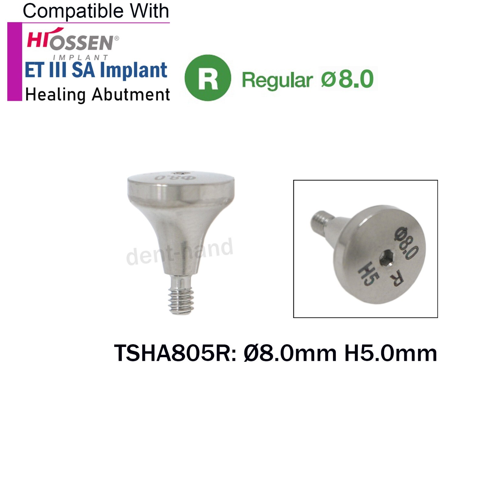 Dental Caps Healing Abutment Regular Ø8.0 Dia Platform fits Hiossen Oss
