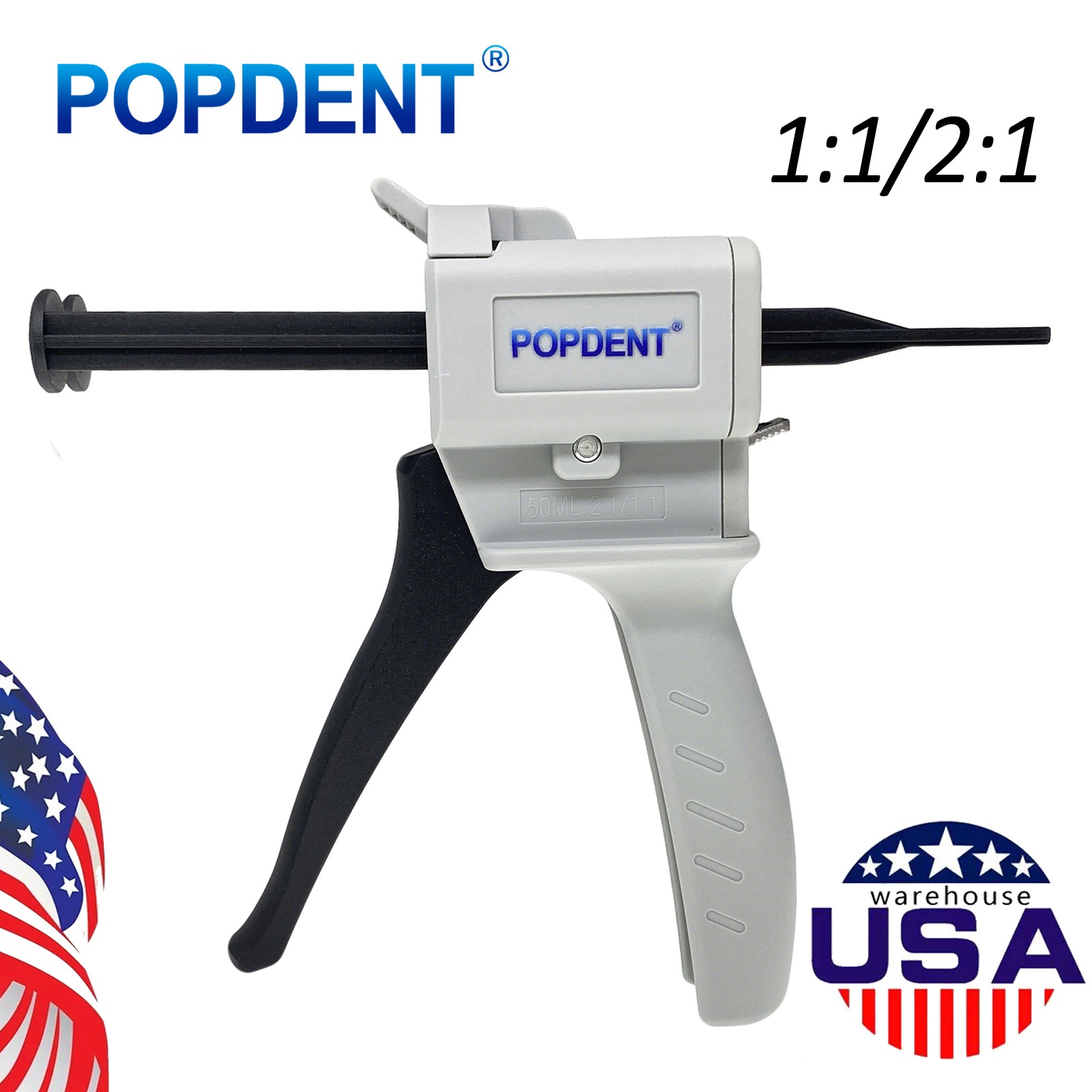 1:1/1:2 Ratio Dental Impression Mixing Dispenser Dispensing Caulking Gun 50ml