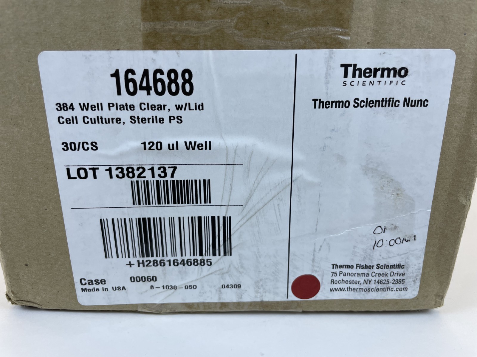 Thermo Nunc 120μL 384 TC Well Plate Clear with Lid Sterile PS 30cs 164688