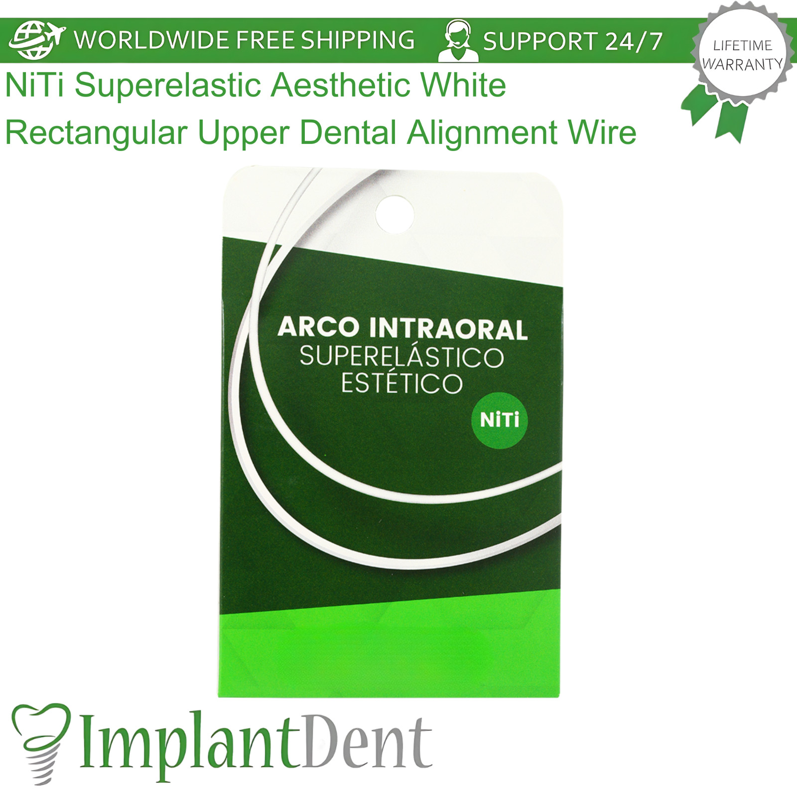 NiTi Superelastic Aesthetic White Rectangular Upper Wire Coated Dental Alignment