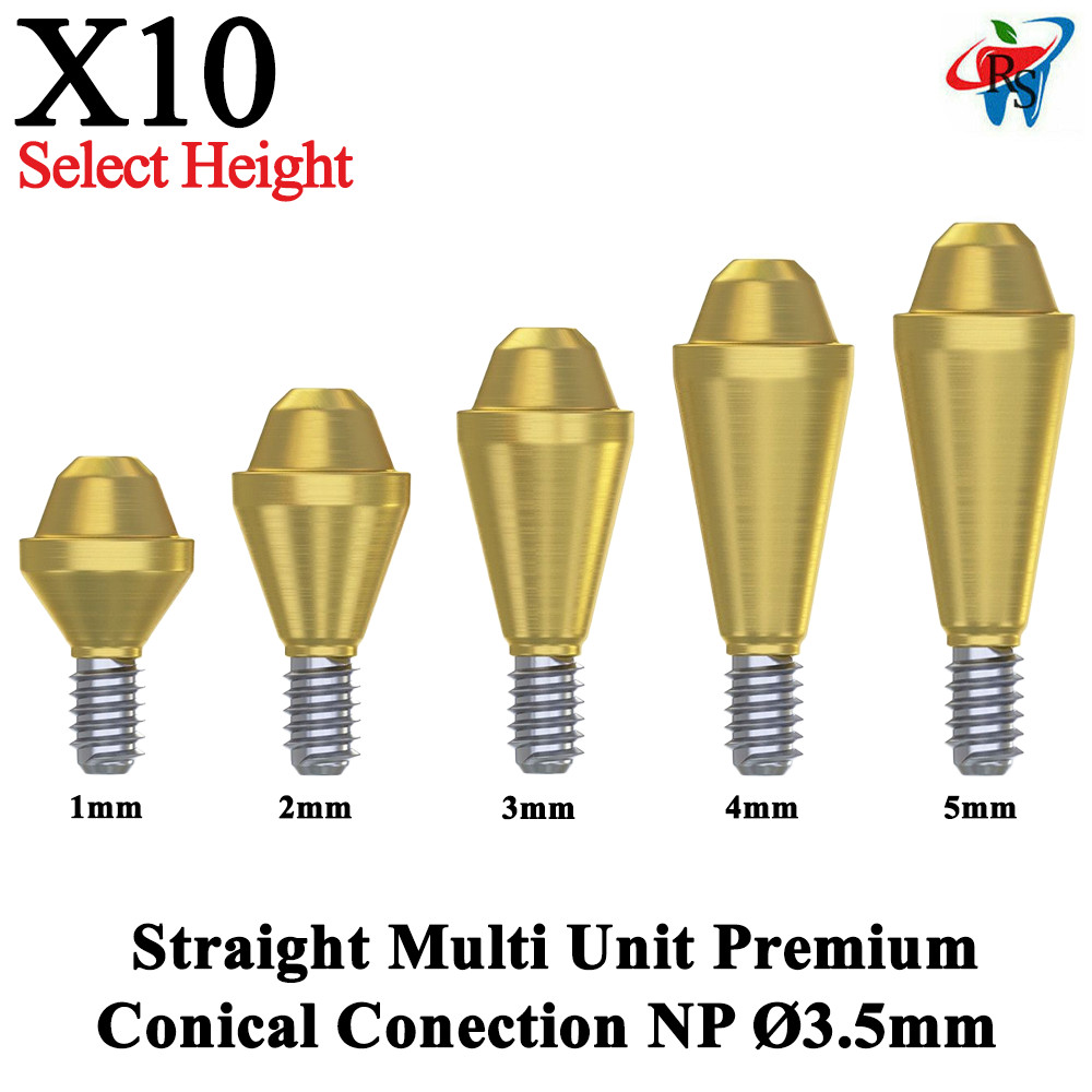 10 Prosthetic Straight Multi Unit 1.6 NP Conical Connection 2.25 Dental Titanium