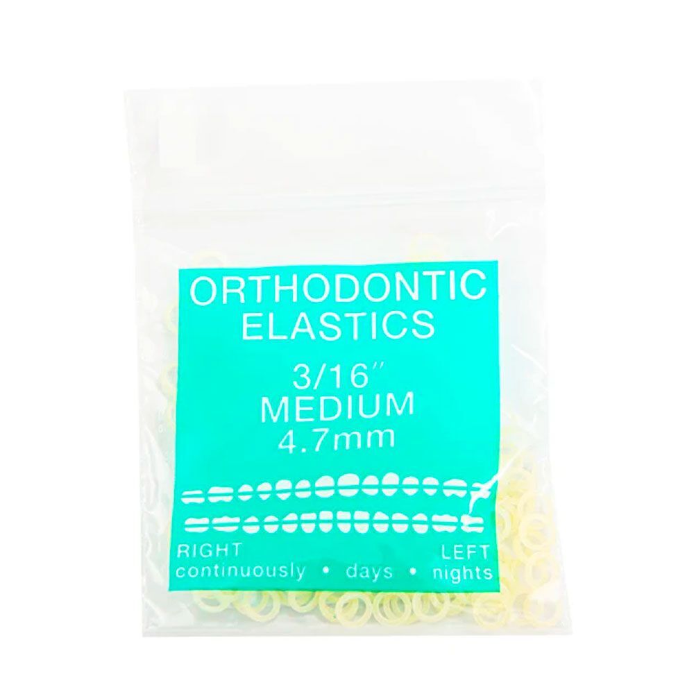 JMU Orthodontic Latex Elastics, Medium Yellow, 100/Bag