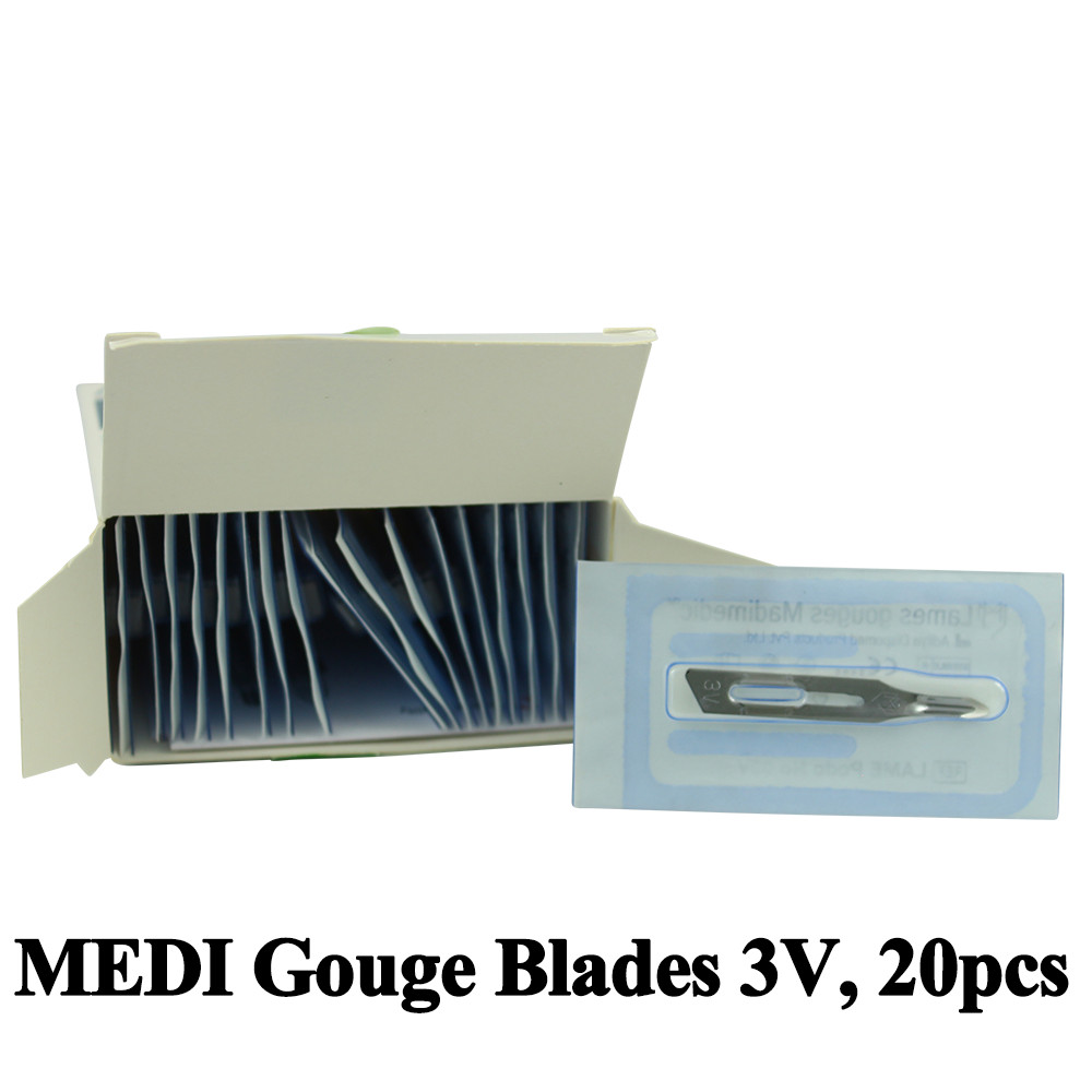 Madimedic SA Hollow Gouge Blades 3V 20pcs Nails SS Cosmetic Beauty Care Sterile