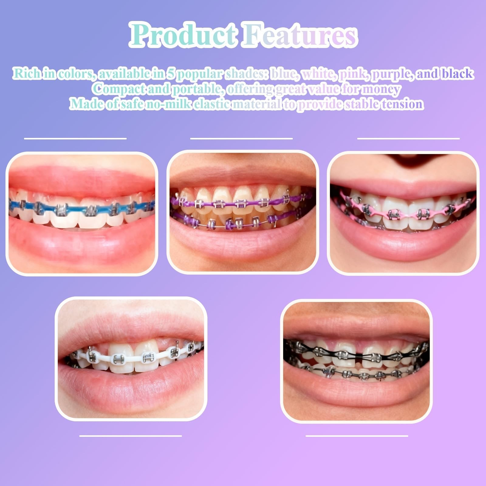 Color Changing Dental Braces Kit with Orthodontic Plier & 5 Power Chains – DIY A