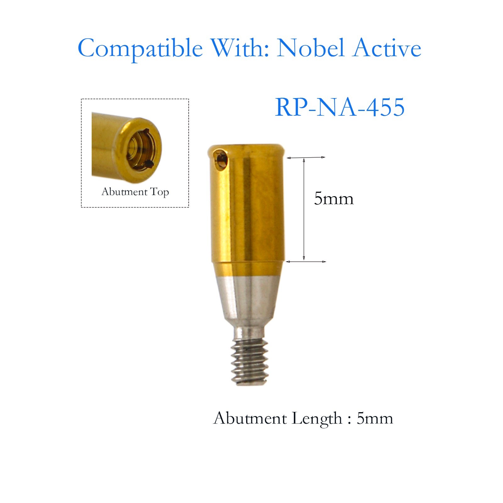 Locator Abutments Nobel Active RP 4.3mm (D) Height (1-5.0 mm) Implant Male Caps