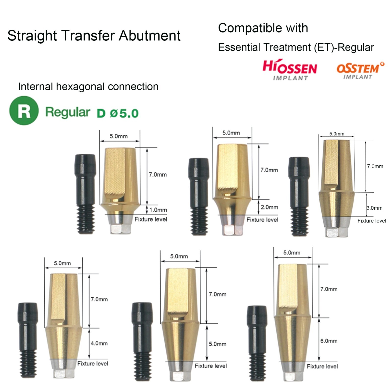 US Dental Prosthetics Angled 17°/Straight Titanium Abutment fit Hiossen ET OSS