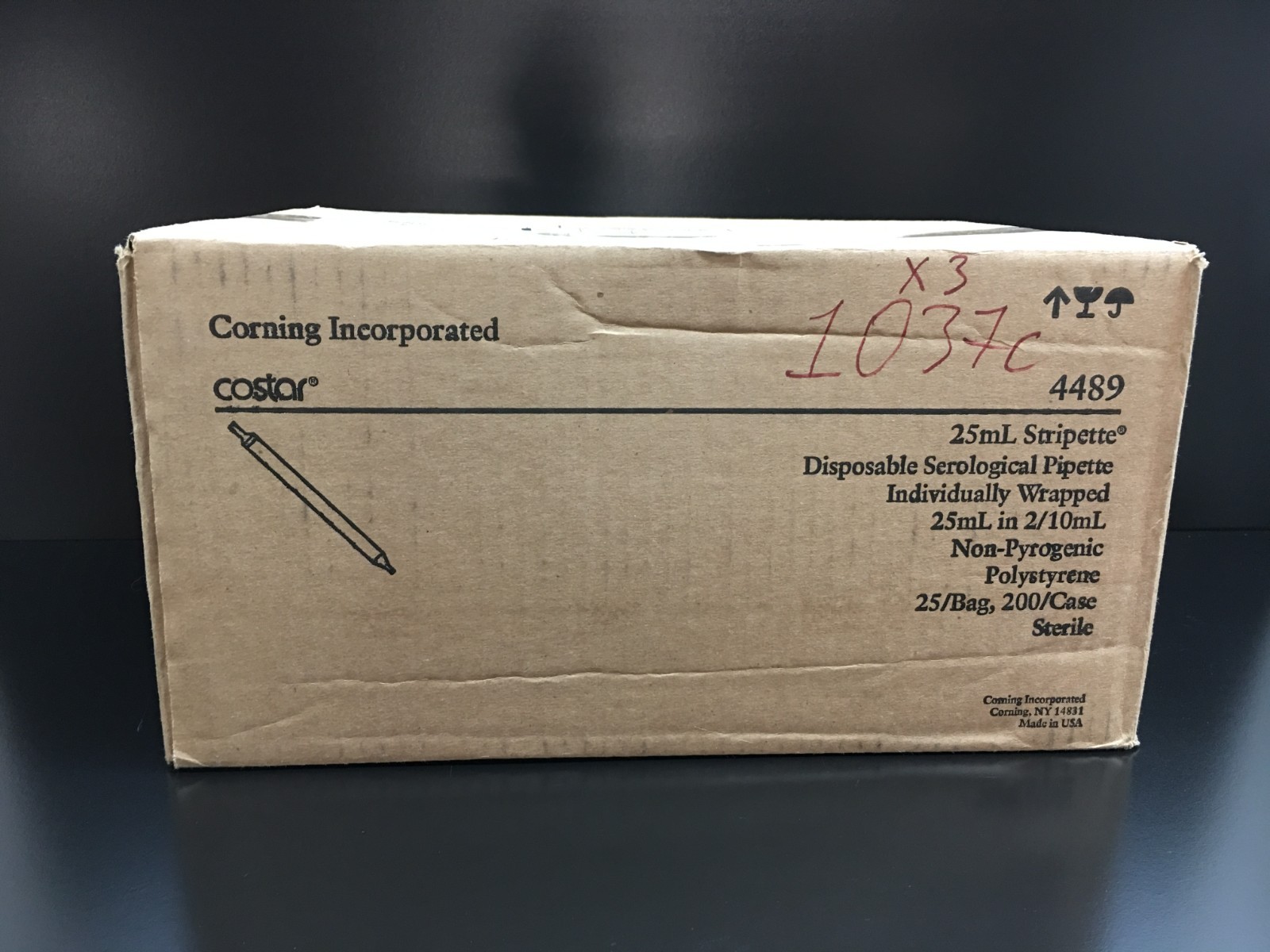 Corning Caster REF 4489 Stripette Serological Pipets 25mL 200 Pieces One Case