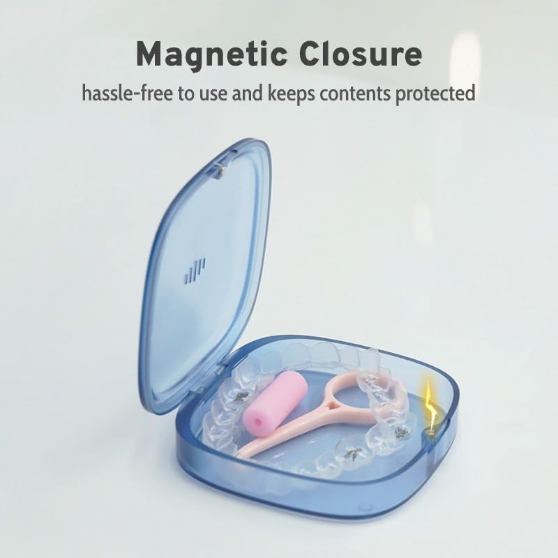 Maobuli Transparent Slim Retainer Case, Small Aligner Box Small, Clear Pink