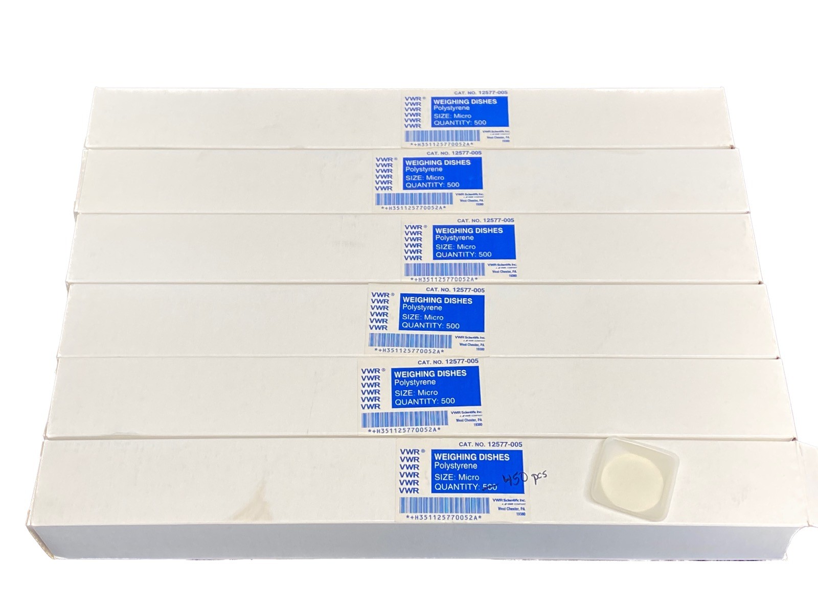 (2950) VWR 7mL Small Polystyrene Weighing Dishes 44mm x 44mm x 7.4mm 12577-005
