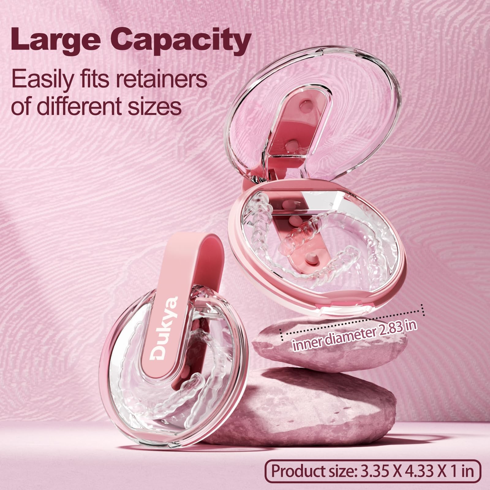 Dukya Retainer Case – mouth guard and Orthodontic Aligner Case, Sakura Pink