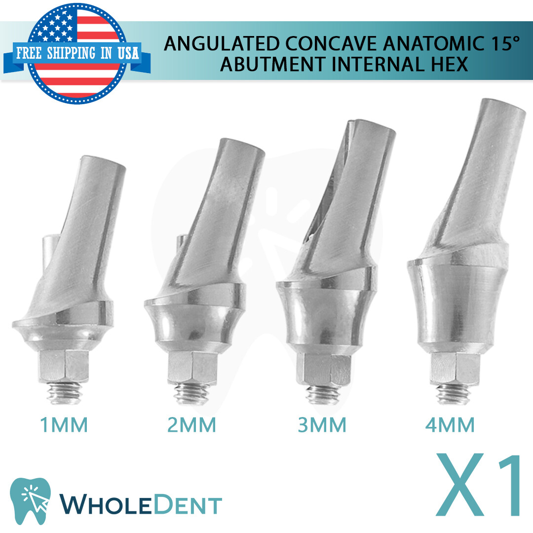 X1 Angulated Abutment Concave Anatomic 15° Dental Ø4.5mm Int Hex 2.42mm