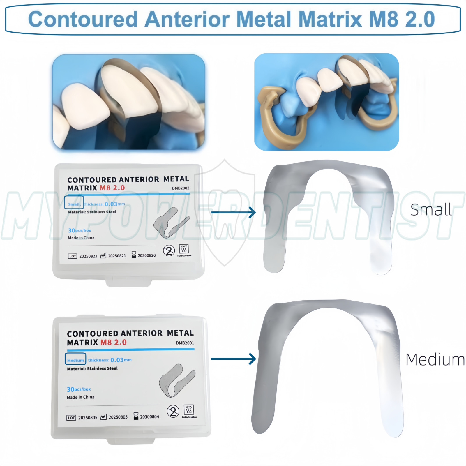 Dental Contoured Anterior Metal Matrix Bands Restoration Sectional M/S Matrices