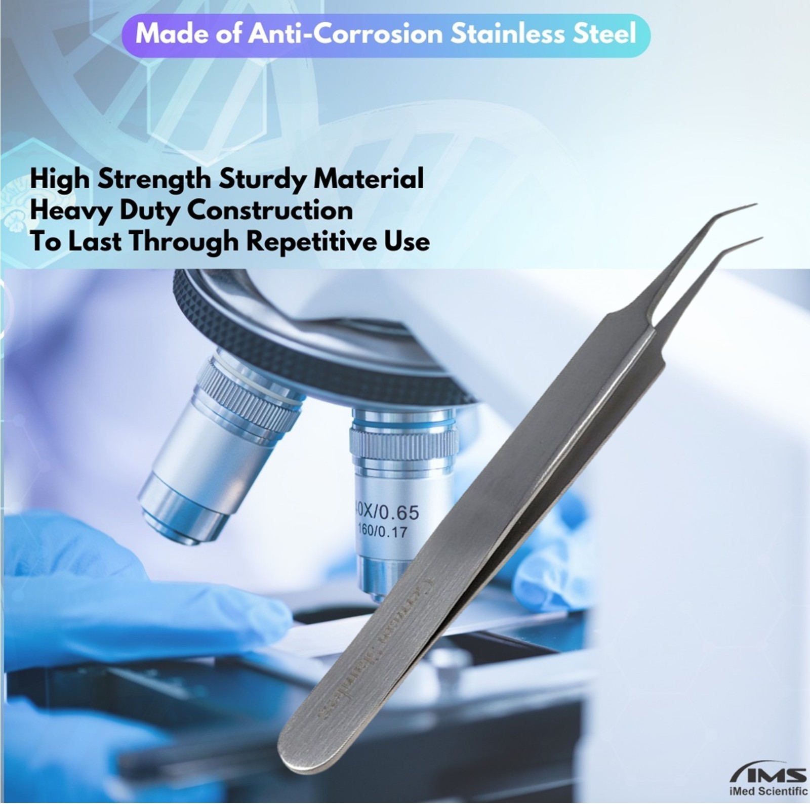 High Precision Stainless Steel Lab Tweezer/Forceps Angled Tips Laboratory Supply