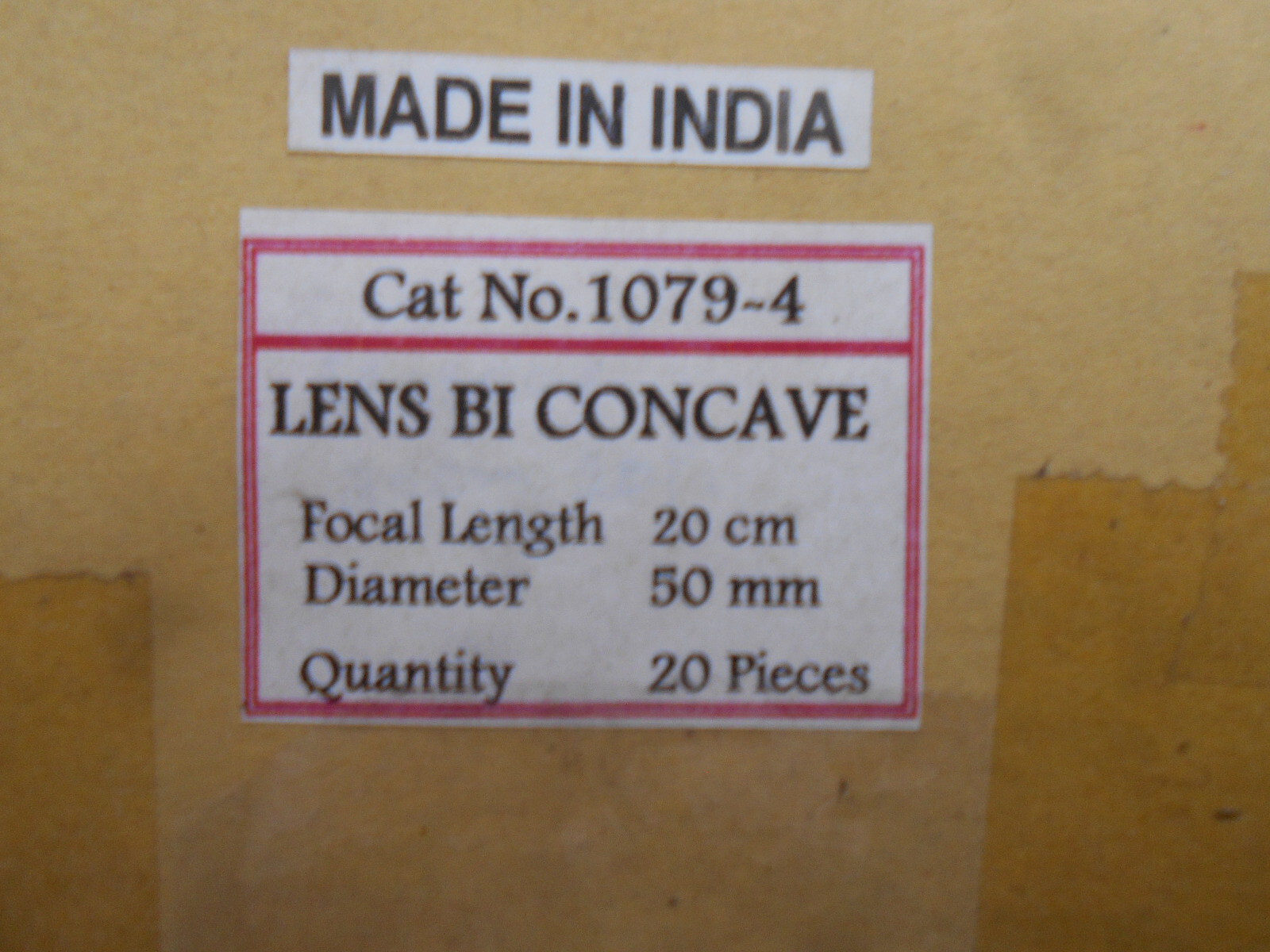 Lens 1079-4 Bi Concave 20cm Focal Length 50mm Diameter Box of 20