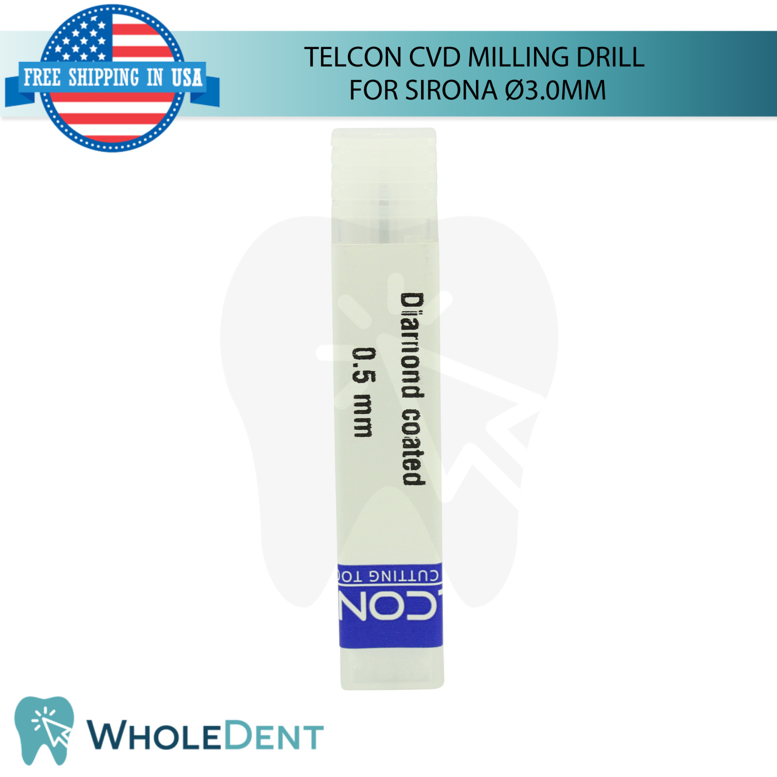 Dental Telcon CVD Diamond Milling Drills Compatible with Sirona Ø3.0mm Tool