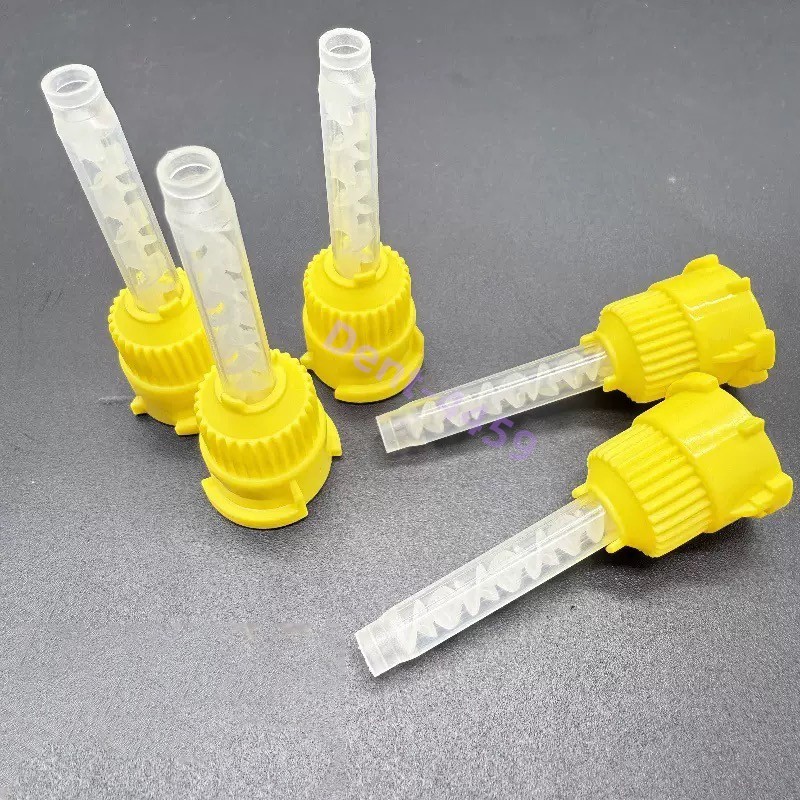 Dental Impression Mixing Tips Yellow 50mm(1:1) For Light Body 50Pcs USA