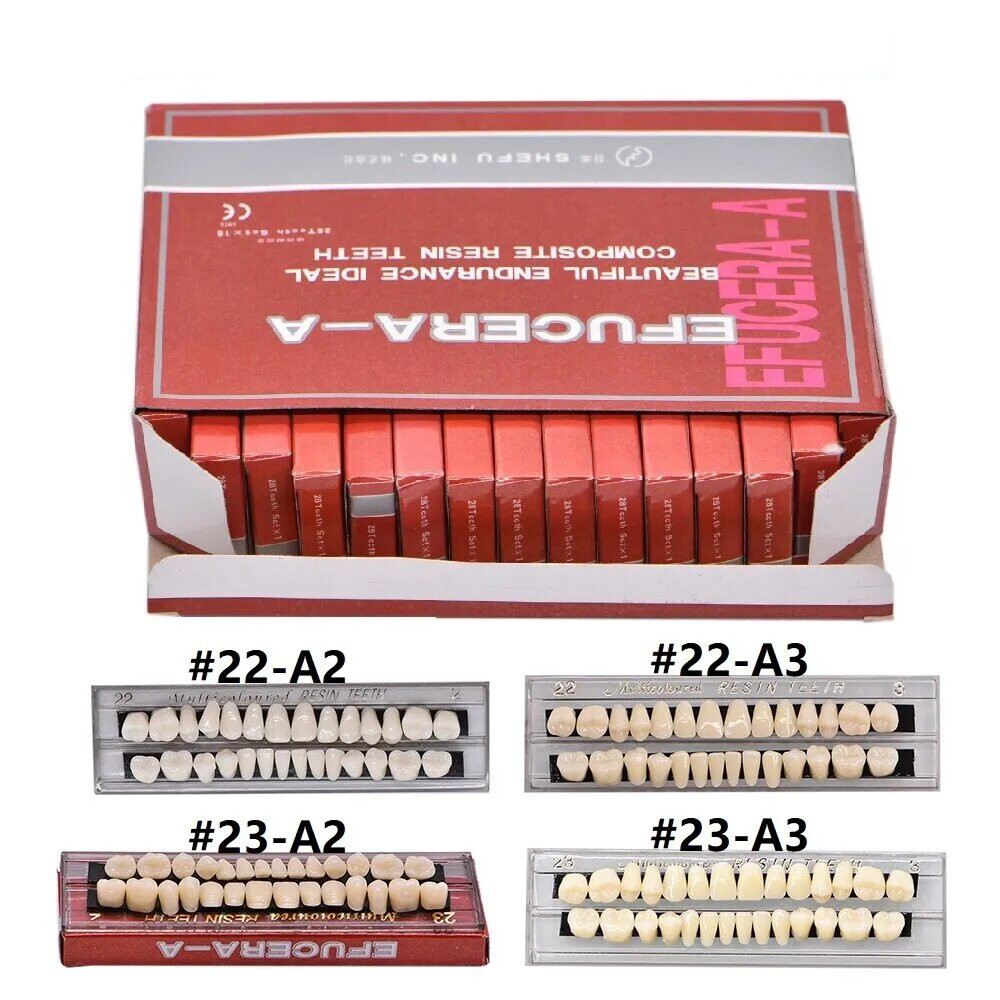 Dental Acrylic Resin Denture False Teeth Temporary A2 A3 Shade 22# 23# 28pcs/set