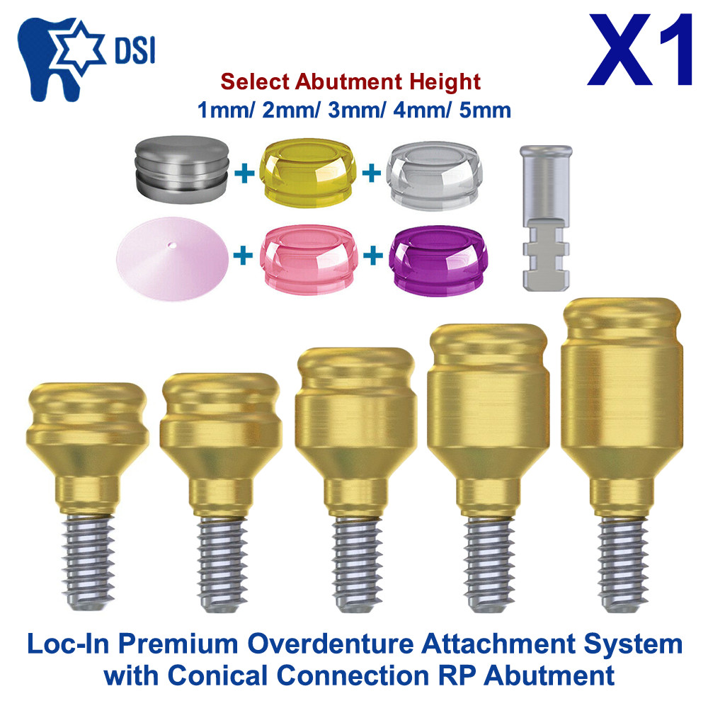 1x Prosthetic KIt Conical Straight Loc In Attachment RP Abutment 4 Caps Analog