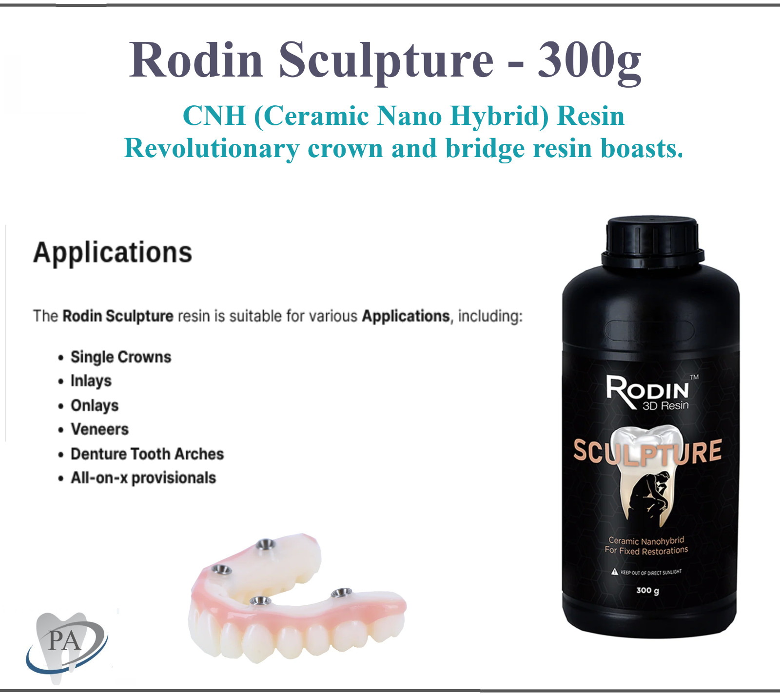 3D Resin Rodin Sculpture Ceramic Nanohybrid Shade 0M3 (Bleach), A1, 600g, 1.2kg