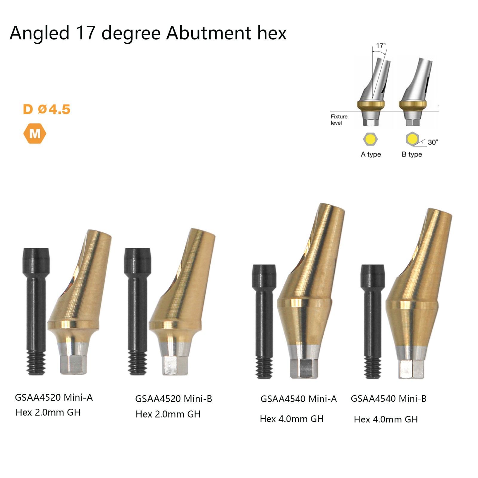 17° Angled Anatomic Abutment Compatible Hiossen ET Mini Hex Platform Osstem TS