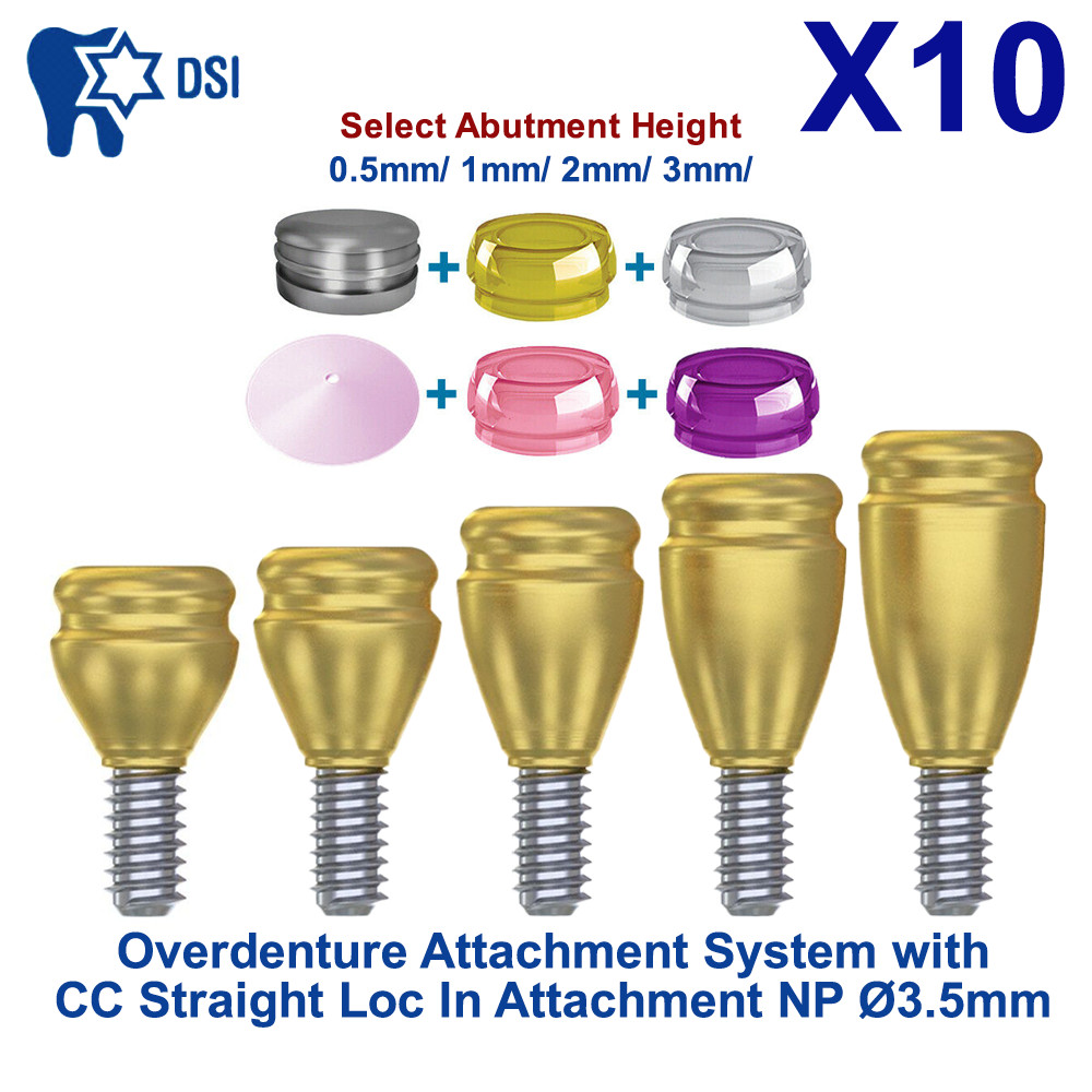 10x Prosthetic KIt Conical Straight Loc In Attachment NP Adapter Head, 4 Caps