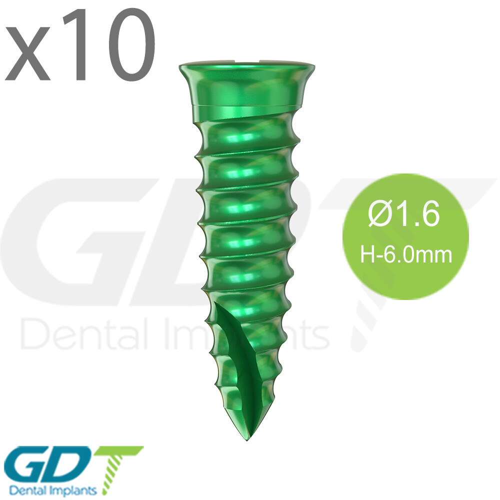 10 Self Drilling GBR Bon Screw Ø1.6mm, 6.0mm Membrane Fixation Dental Im plant