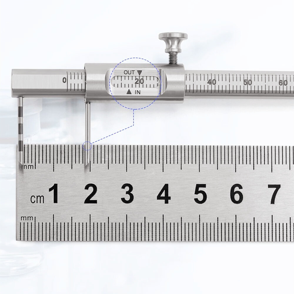 Dental Orthodontic Sliding Caliper Implant Measuring Gauge 0-80mm Double Scale