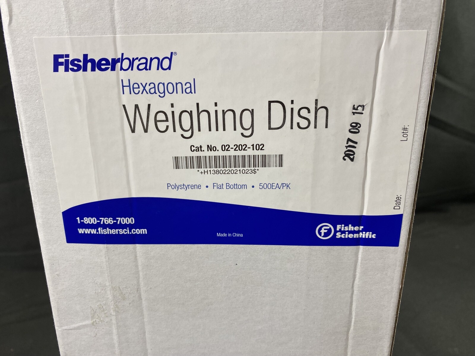 FISHERBRAND Polystyrene Flat Bottom Hexagonal Weighing Dish 02-202-102 (500/pk)