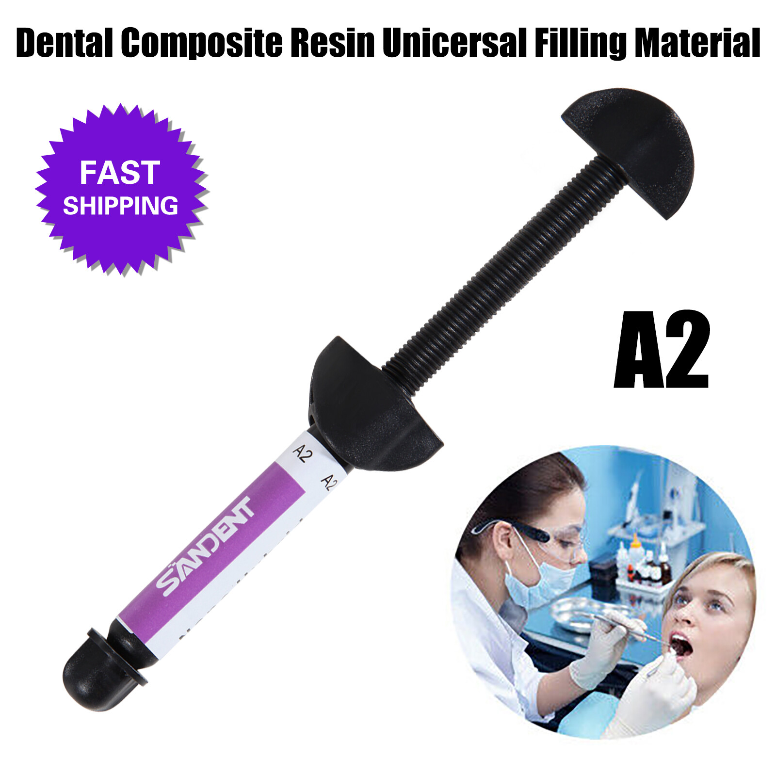 Light Cure Nano Hybrid Dental Resin Composite Syringe Shade A2 1 x 4.5 gram