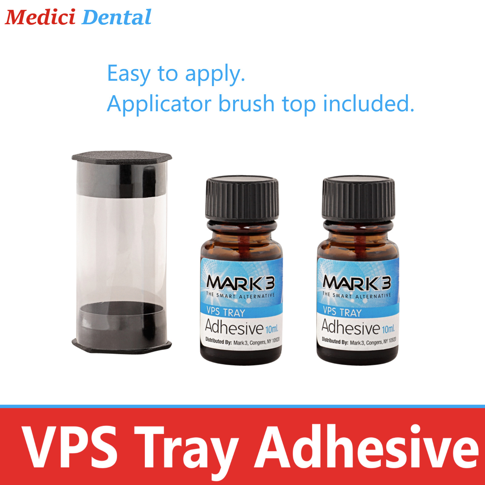 Dental MARK3 VPS Vinyl Tray Adhesive 10 ml, 2 PACK Exp 11/2025, made in USA