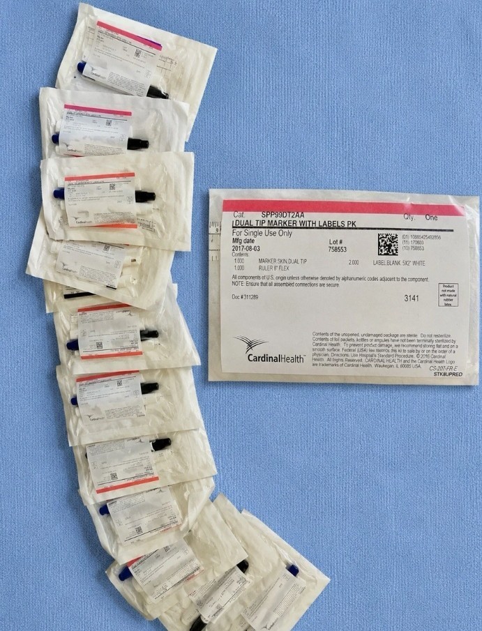 Cardinal Health SPP99DT2AA Sterile Dual Tip Marker w/ Labels, Surgery Pack