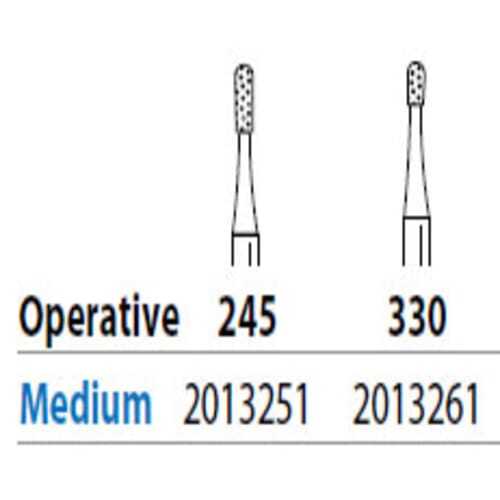 Two Striper FG #330 Medium Grit Diamond Bur, Pack of 5